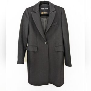 Zara Manteco Premium Quality Fabrics Women's Black Coat, Size Small